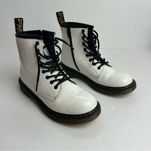Dr. Marten's Kids Lace Zip Up Combat Boots White Youth Size 3 EU 34 UK 2 Shoes
